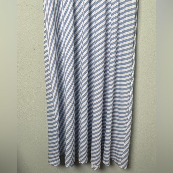 NWT H&M Blue & White Diagonal Striped Midi Dress Size Large - Picture 6 of 9
